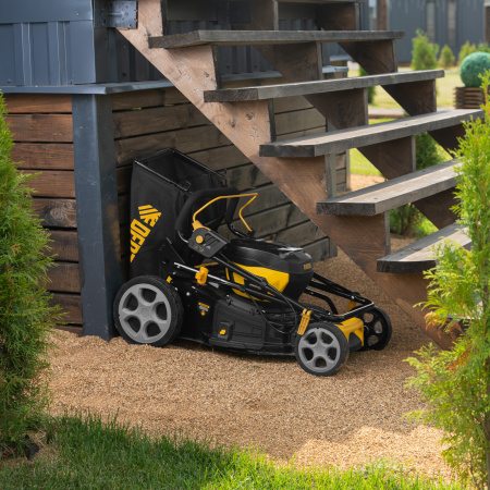 Газонокосилка аккумуляторная бесщет. DLM-460, 460 мм, травосб. 65 л., Li-Ion, 40 В Denzel цена