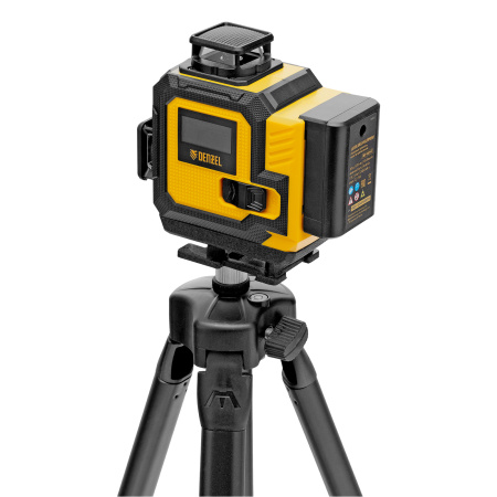 Лазерный уровень мультипризменный DLV 360-4T, 30 м, зеленый луч, Li-Ion 2,4 Aч, штатив// Denzel цена