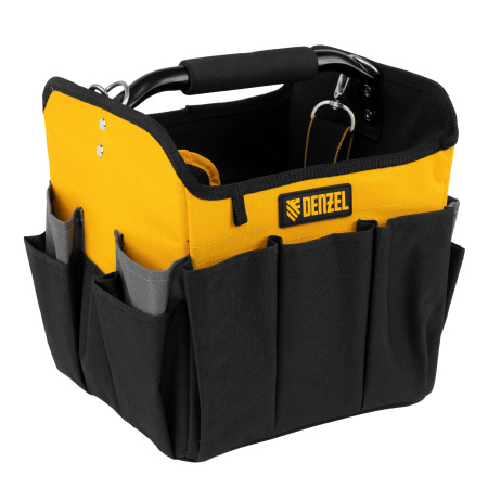Переноска для инструмента, 260х240х300 мм, 22 кармана, наплечный ремень Denzel цена