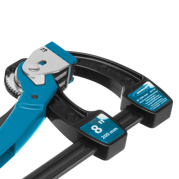 Струбцина реечная быстрозажимная 8, металлический корпус, рычажный храповой механизм, 200 мм Gross цена