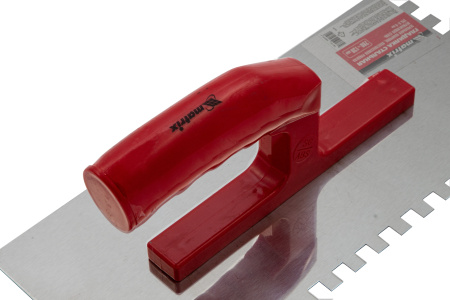 Гладилка из нержавеющей стали, 280 х 130 мм, зеркальная полировка, пластмассовая ручка, зуб 8 х 8 мм Matrix цена