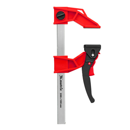 Струбцина реечная быстрозажимная, усиленная, пластиковый корпус рычажно-храповой механизм, 200 х 100 х 351 мм, штанга 5 х 22 мм Matrix цена