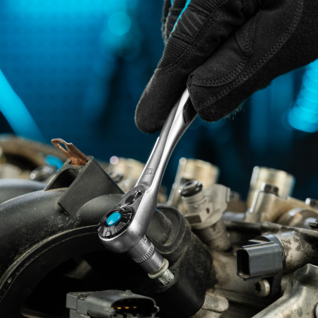 Ключ-трещотка 1/4", CrV, 120 зубьев, с быстрым сбросом, цельнометаллический, хром Gross