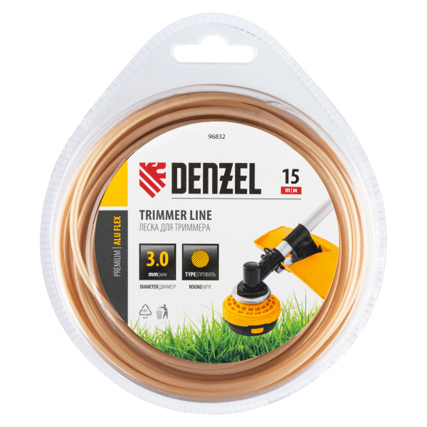 Леска для триммера армированная алюминием круглая, 3,0мм х 15м, блистер ALUFLEX Denzel цена