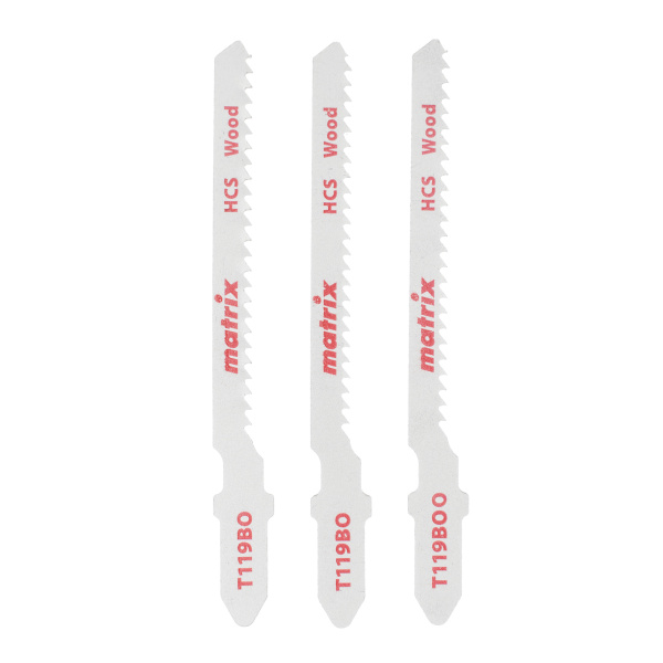 Полотна для электролобзика  по дереву, 3 шт, T119BO, 50 x 2 мм, HCS, фигур. рез Matrix