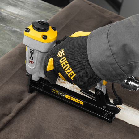 Степлер пневматический PS8016 для прямоугольных скоб 21GA от 6 до 16 мм Denzel цена