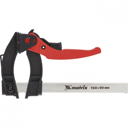 Струбцина реечная быстрозажимная, пластиковый корпус рычажно-храповой механизм, 160 х 90 х 240 мм, штанга 5 х 20 мм Matrix цена