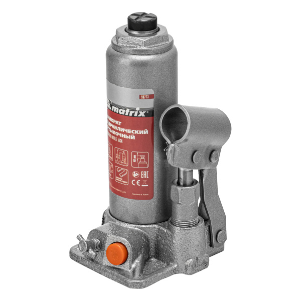 Домкрат гидравлический бутылочный, 2 т, h подъема 181-345 мм, в пластиковом кейсе Matrix цена