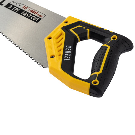 Ножовка по дереву, 400 мм, 9 TPI, зуб 3D, двухкомпонентная рукоятка Denzel цена