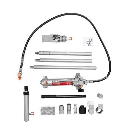 Растяжка гидравлическая, 4 т, набор из 17 предметов, 7 сменных насадок, в пластиковом кейсе Matrix цена