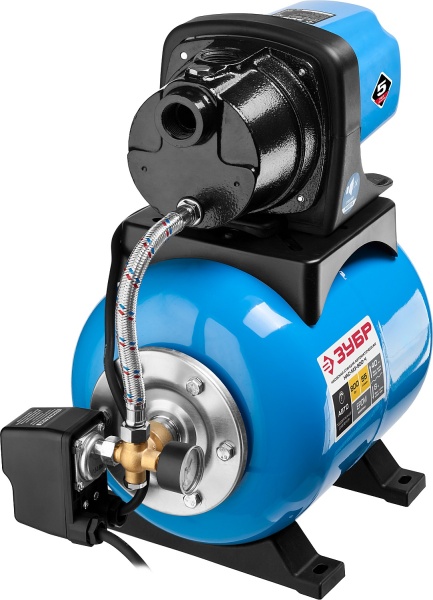 Станция насосная ЗУБР ″Мастер″ М3 автоматическая, 800 Вт, пропускная способность 55 л/мин, напор 40 м, бак 20 л, корпус из чугуна НАС-М3-800-Ч