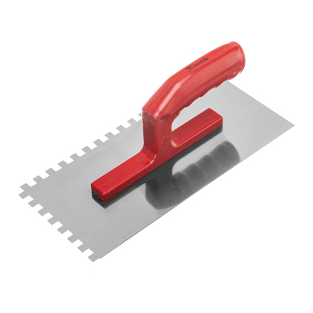 Гладилка стальная, 280 x 130 мм, зеркальная полировка, пластмастмассовая ручка, зуб 8 x 8 мм Matrix цена