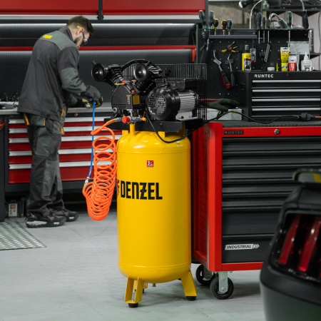 Компрессор воздушный BCV2200/100V, ременный привод , 2.3 кВт, 100 литров, 440 л/мин Denzel