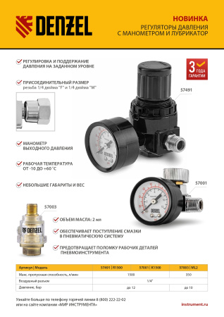 Лубрикатор ML2, 10 бар, 1/4" Denzel цена