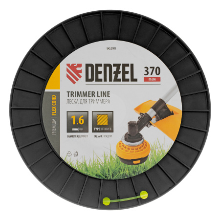 Леска для триммера квадрат 1,6мм х 370м, на DIN катушке FLEX CORD Denzel цена