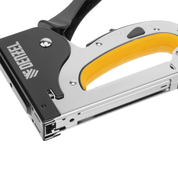 Степлер мебельный, стальной корпус, быстрая загрузка, регул. силы удара, тип 53, 4-14 мм Denzel цена