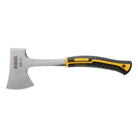 Топор цельнометаллический, 600 г, двухкомпонентная обрезиненная рукоятка, изогнутый хват Denzel цена