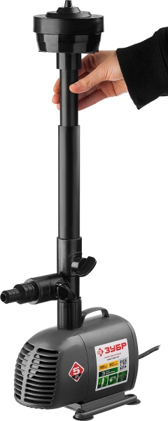 Насос фонтанный, ЗУБР ЗНФЧ-50-3.4, для чистой воды, напор 3,4 м, насадки: колокольчик, гейзер, каскад, 85 Вт, 50 л/мин ЗНФЧ-50-3.4