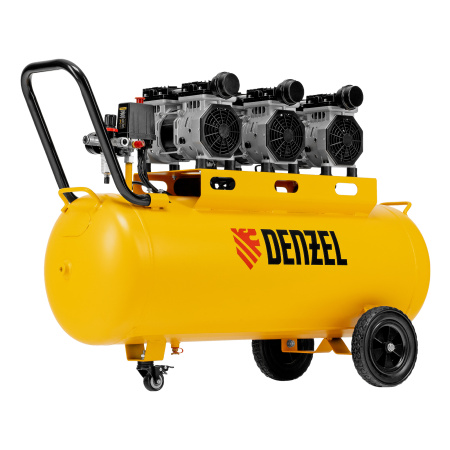 Компрессор безмасляный, малошумный DLS 1800/100,1800 Вт, 3x600, 100 л, 345 л/мин Denzel