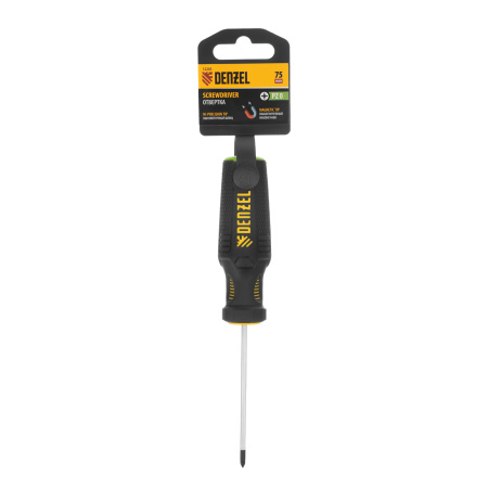 Отвертка PZ0x75 мм, CrV, трехкомпонентная рукоятка Denzel