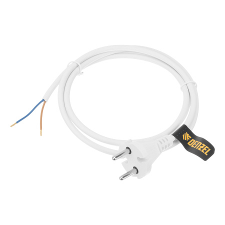 Шнур сетевой Energy Series, ПВС, 1,5 м, 2 x 1 мм, с неразборной вилкой, белый, Denzel цена