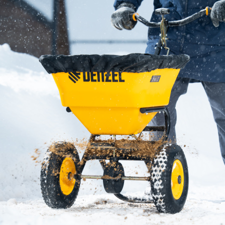 Механическая сеялка на колесах, 45 л Denzel цена