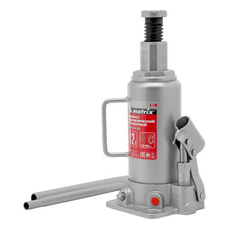 Домкрат гидравлический бутылочный, 12 т, высота подъема 230-465 мм Matrix цена