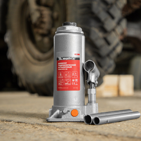 Домкрат гидравлический бутылочный, 8 т, h подъема 230-457 мм Matrix цена