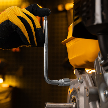 Вороток Г-образный, 150*40 мм, квадрат 1/4", CrV, матовый хром Denzel