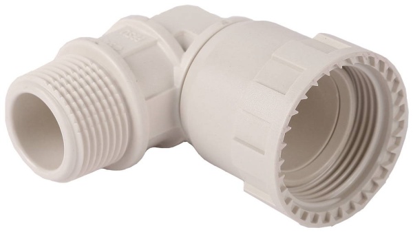 Переходник угловой 90° ЗУБР ″ШиреФит″ ″накидная гайка - наружная резьба″, 20мм - 1/2″