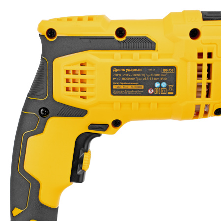 Дрель ударная IDD-750, 750 Вт, 0-3000 об/мин, 48000 уд/мин Denzel