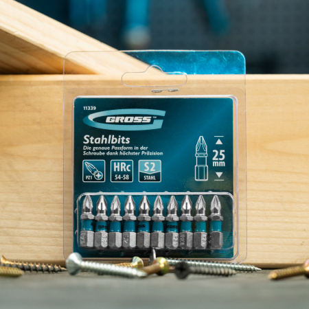 Бита РZ1 х 25, сталь S2, 10 шт. Gross