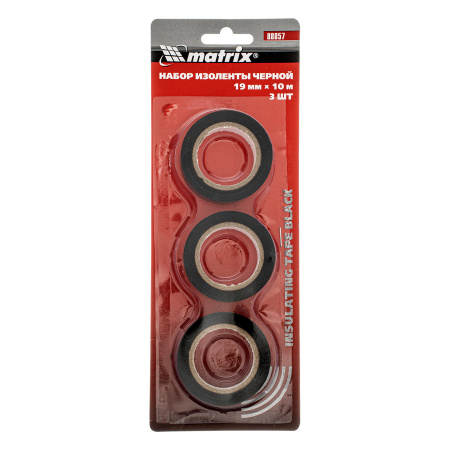Набор изоленты черной, 19 мм х 10 м, 3 шт Matrix цена
