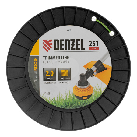 Леска для триммера квадрат, 2,0мм х 251м, на DIN катушке FLEX CORD Denzel цена