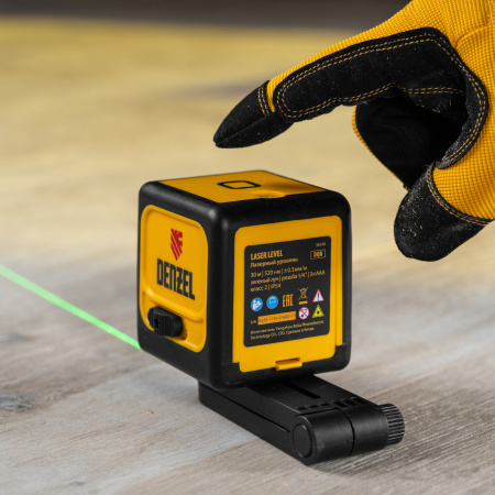 Лазерный уровень DQB, 30 м, зеленый луч, батарейки, сумка Denzel цена