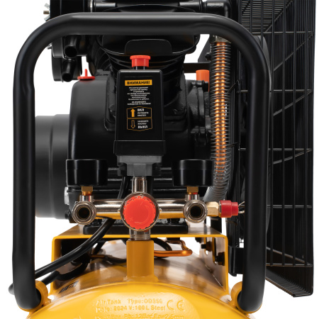 Компрессор воздушный BCV2200/100, ременный привод, 2.2 кВт, 100 литров, 370 л/мин Denzel