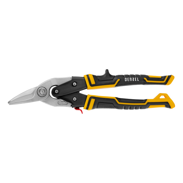 Ножницы по металлу, 270 мм, прямой и левый рез, сталь-СrMo, трехкомпонентные рукоятки Denzel