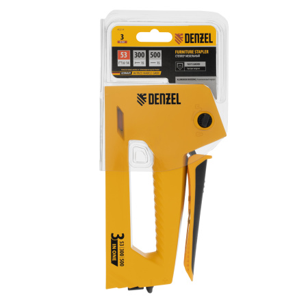 Степлер мебельный, алюминиевый корпус, тип 53, 6-14 мм, тип 300, 15 мм, тип 500, 15 мм Denzel цена