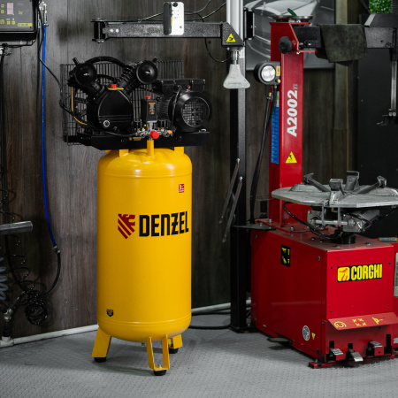 Компрессор воздушный BCV2200/100V, ременный привод , 2.3 кВт, 100 литров, 440 л/мин Denzel