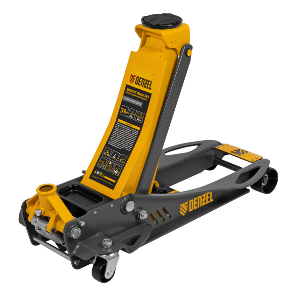 Домкрат гидравлический подкатной, 3,8 т, 110-580 мм, быстрый подъем, низкий подхват, проф. Denzel цена