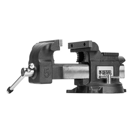 Тиски слесарные BVH-125, 125 мм, поворотные, стальная направляющая, с наковальней //Denzel