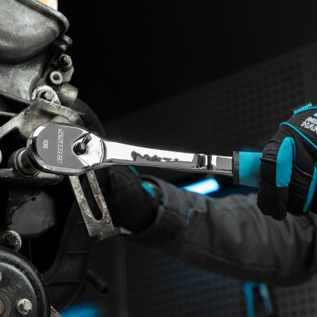 Ключ-трещотка 1/2", CrV, 90 зубьев, усиленный, хром Gross