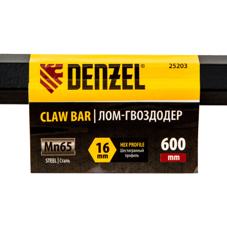 Лом-гвоздодер, 600 мм, шестигранный 16 мм, окрашенный, сталь 65 Denzel цена