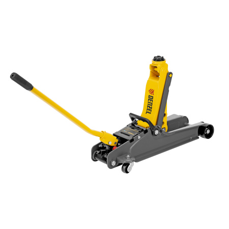 Домкрат гидравлический подкатной с фиксатором, 2,5 т,  85-385 мм, в пласт. кейсе Denzel цена