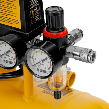 Компрессор безмасляный, малошумный  DLS 2250/100, 2250 Вт, 3x750, 100 л, 410 л/мин блок управления/ Denzel