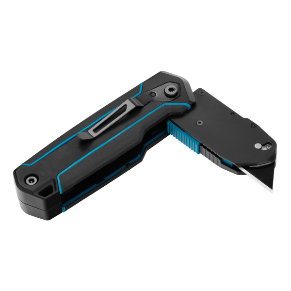 Нож-скребок складной, 19мм, сменное лезвие, SK2, 5 запас. лезвий, алюмин. корпус, клипса GROSS