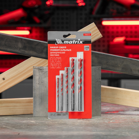 Набор сверл универсальных, 4-10мм, 5 шт Matrix