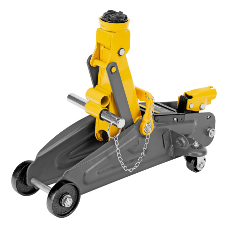 Домкрат гидравлический подкатной с фиксатором, 2 т, 130-330 мм Denzel цена