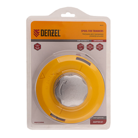 Катушка триммерная полуавтоматическая, легкая заправка лески, гайка M10x1.25, винт M10-M10, алюминиевая кнопка Denzel цена