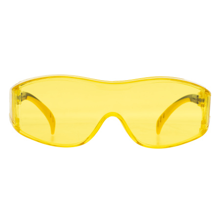 Очки защитные открытые, поликарбонатные, увеличенная желтая линза, регулируемые дужки Denzel цена